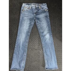 Grace In LA Women's Size 15M Easy Fit Studded Embroidered Blue Jeans